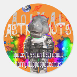 Adesivo Redondo Galáxia Hippo Astronauta no Espaço