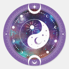 Adesivo Redondo Galáxia Yin Yang Roxana e Mística da Lua Crescente