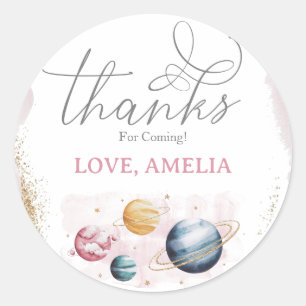 Adesivo Redondo Galáxias de Aniversário de Rapariga do Espaço Exte