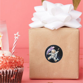 Adesivo Redondo Galáxias de Astronautas de Urso Bonito