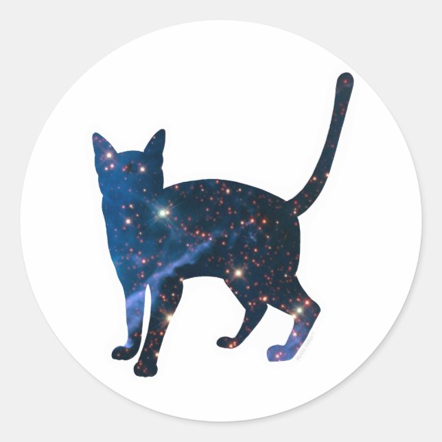 Adesivo Redondo Galaxy Cat Sticker (Frente)