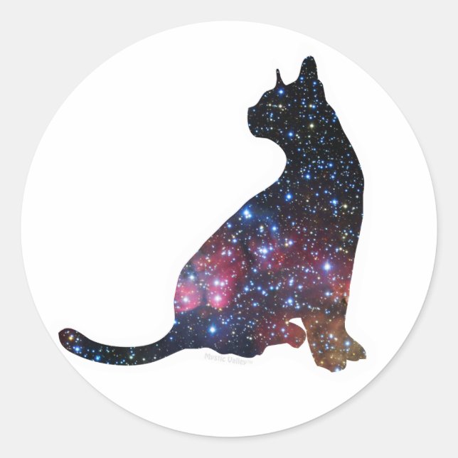 Adesivo Redondo Galaxy Cat Sticker 3 (Frente)