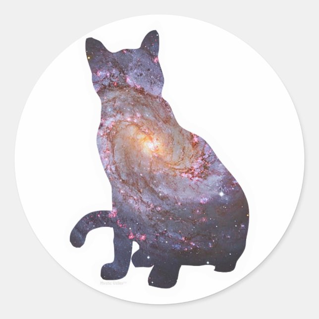 Adesivo Redondo Galaxy Cat Sticker 4 (Frente)