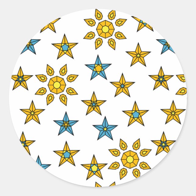Adesivo Redondo Galaxy Orange e Blue Sun e Stars Gems Padrão (Frente)