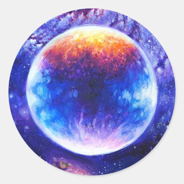 Adesivo Redondo Galaxy planet and nebula (Frente)