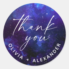 Adesivo Redondo Galaxy Wedding Thank You | Cosmic Starry Night
