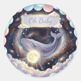 Adesivo Redondo Galaxy Whale Oh Baby Cupcake Stickers