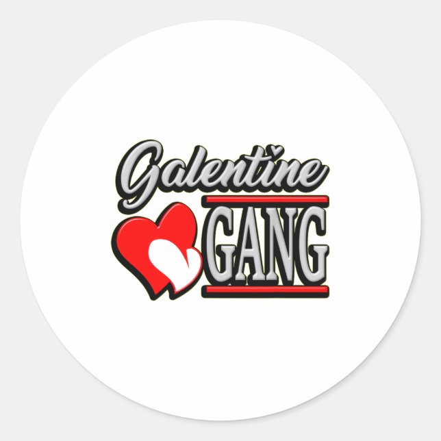 Adesivo Redondo Galentine Gang Funny Valentines Day With The Gir  (Frente)