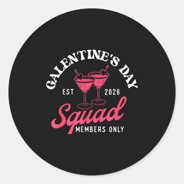Adesivo Redondo Galentine's Day Squad - Galentine's Day Gals Siste (Frente)