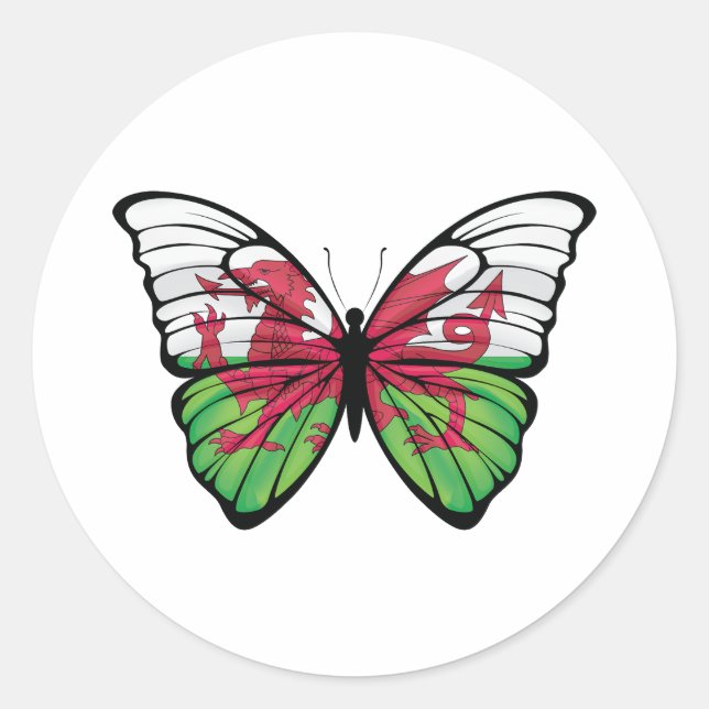 Adesivo Redondo Gales Hypolimnas Butterfly (Frente)