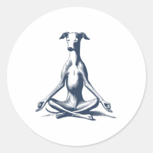 Adesivo Redondo Galgo Italiano Whippet Iggy Meditar Lótus Yoga