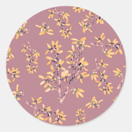 Adesivo Redondo Galhos do espinho Negro amarelo púrpura