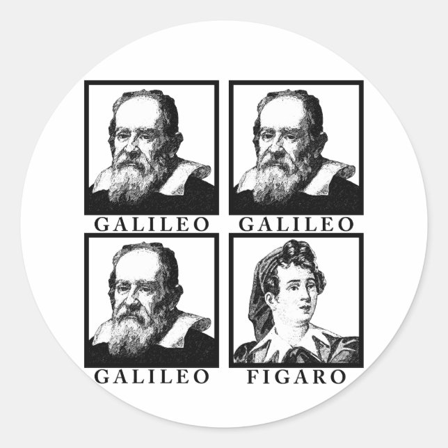Adesivo Redondo Galileu Figaro BW (Frente)