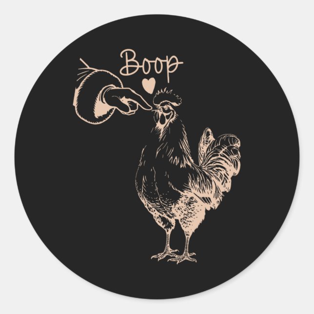 Adesivo Redondo Galinha Boop Fazenda de Natal Animal Xmas Galinha  (Frente)
