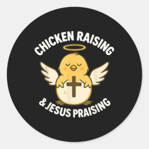 Adesivo Redondo Galinha Criando Jesus Criando um Cristianismo Faze