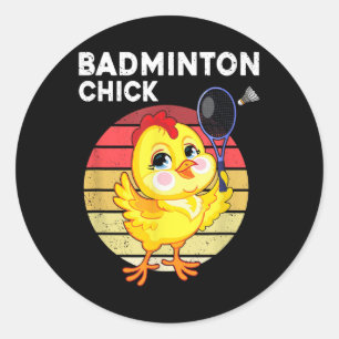 Adesivo Redondo Galinha de Badminton Jogador de Badminton Peteca E