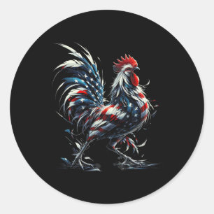 Adesivo Redondo Galinha De Bandeira Americana Em 4 De Julho Animal