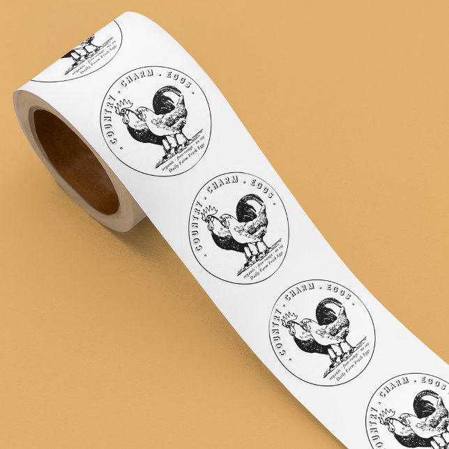 Adesivo Redondo Galinha de Fazenda de ovo fresca (Criador carregado)