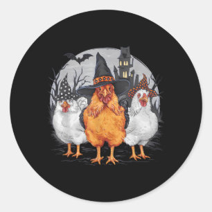 Adesivo Redondo Galinha de Halloween engraçada bruxa temporada ass