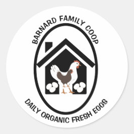 Adesivo Redondo Galinha De Ovos Frescos Orgânicos Da Farmação Rúst