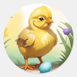 Adesivo Redondo Galinha de Páscoa branca 1, Páscoa