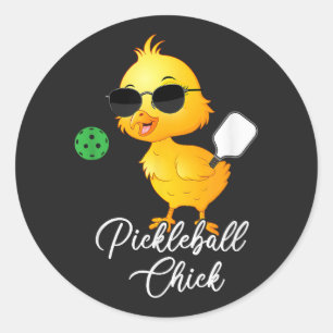 Adesivo Redondo Galinha de Pickleball Engraçado Pickleball