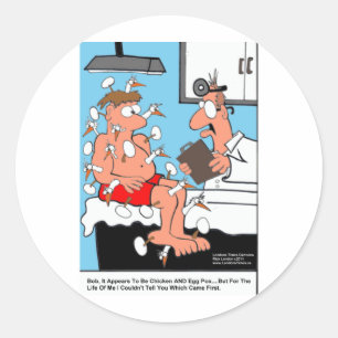 Adesivo Redondo Galinha e Ovo Pox Presentes e Cartões Médicos Engr