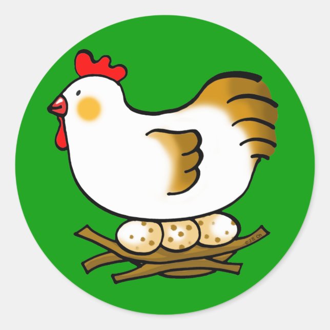 Adesivo Redondo galinha e ovos (Frente)