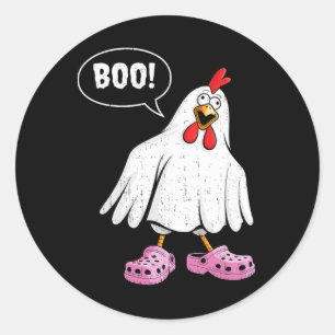 Adesivo Redondo Galinha Fofa Boo Com Sapatos Rosa Funny Halloween