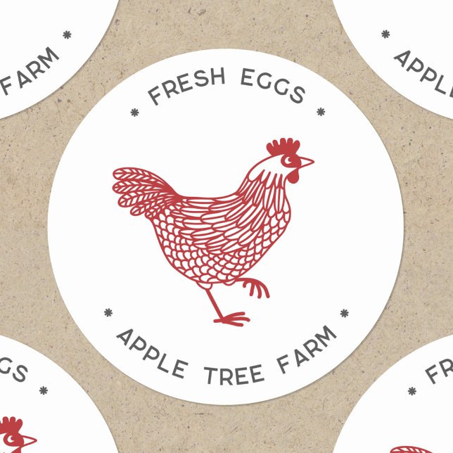 Adesivo Redondo Galinha Fresca Personalizada (Chicken hen poultry egg farm personalized stickers)