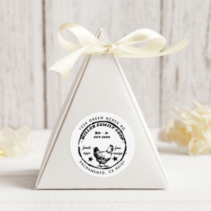 Adesivo Redondo galinha galinha ovos frescos da família endereço