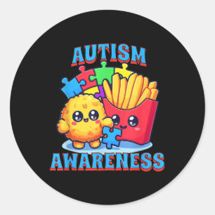 Adesivo Redondo Galinha Nugget E Franceses Fritam Autismo Sensibil