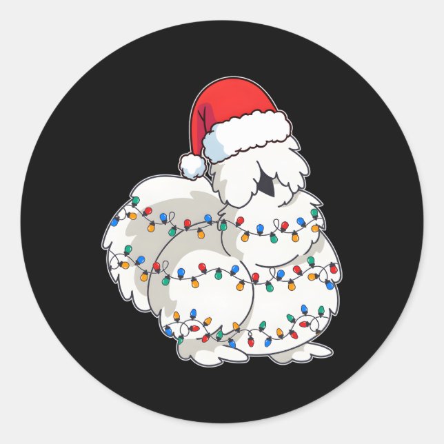 Adesivo Redondo Galinha Silkie Silky (Frente)