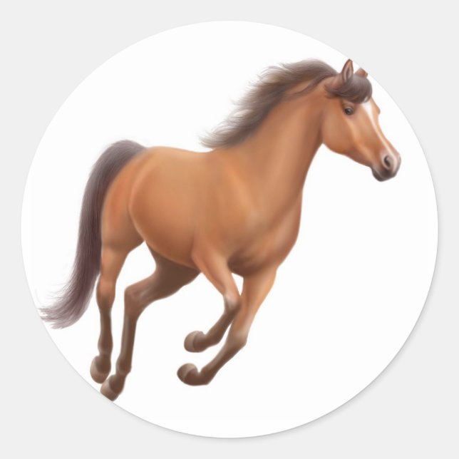 Adesivo Redondo Galloping Bay Gelding Sticker (Frente)