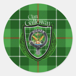 Adesivo Redondo Galloway Scottish Clan Tartan & Crest