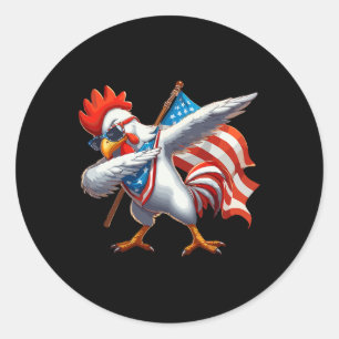 Adesivo Redondo Galo De Galinha Pulseia 4 De Julho Bandeira Americ