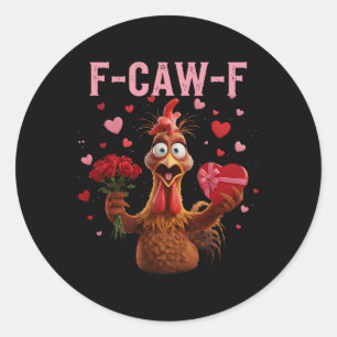 Adesivo Redondo Galo Engraçado F-caw-f Dia dos Namorados Galinha F