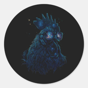 Adesivo Redondo Galo Frango Com Motivo Sungles Frango Legal