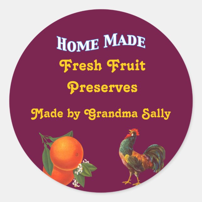 Adesivo Redondo Galo Personalizado e Padrões Laranja Fabricados em (Frente)