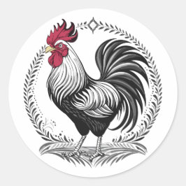 Adesivo Redondo Galo preto e branco
