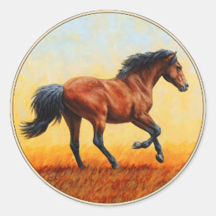 Adesivo Redondo Galopagem de Cavalos de Baía