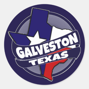 Adesivo Redondo Galveston Texas flag burst adeskers