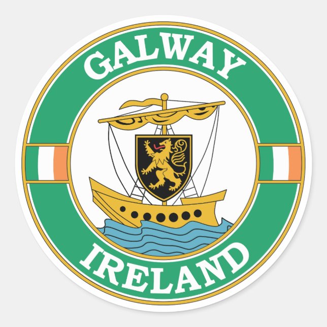 Adesivo Redondo Galway Ireland Circle Emblem (Frente)