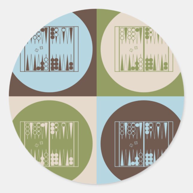 Adesivo Redondo Gamão pop Art (Frente)