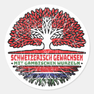 Adesivo Redondo Gambia Gambisch Schweizer Schweiz Baum Wurzel