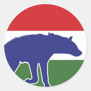 Adesivo Redondo Gambia Hyena Gambian Bandeira Animal Nacional