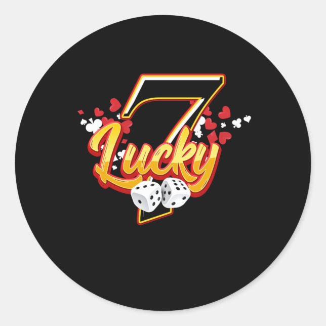 Adesivo Redondo Gambler Casino Lucky 7 Seven Dice Game Gambling (Frente)