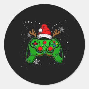 Adesivo Redondo Game Controller Natal Hat Gamer Boys 2