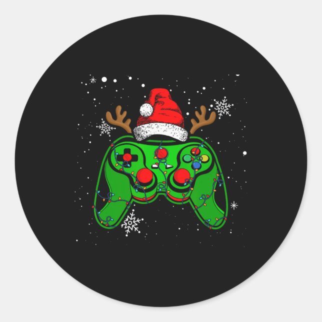 Adesivo Redondo Game Controller Natal Hat Gamer Boys 2 (Frente)