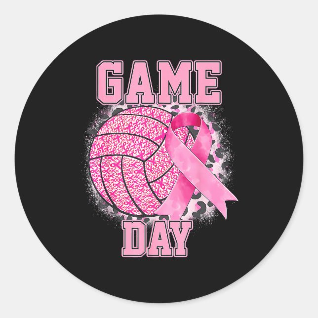 Adesivo Redondo Game Day Volleyball Breast Cancer Awareness Nk Rib (Frente)